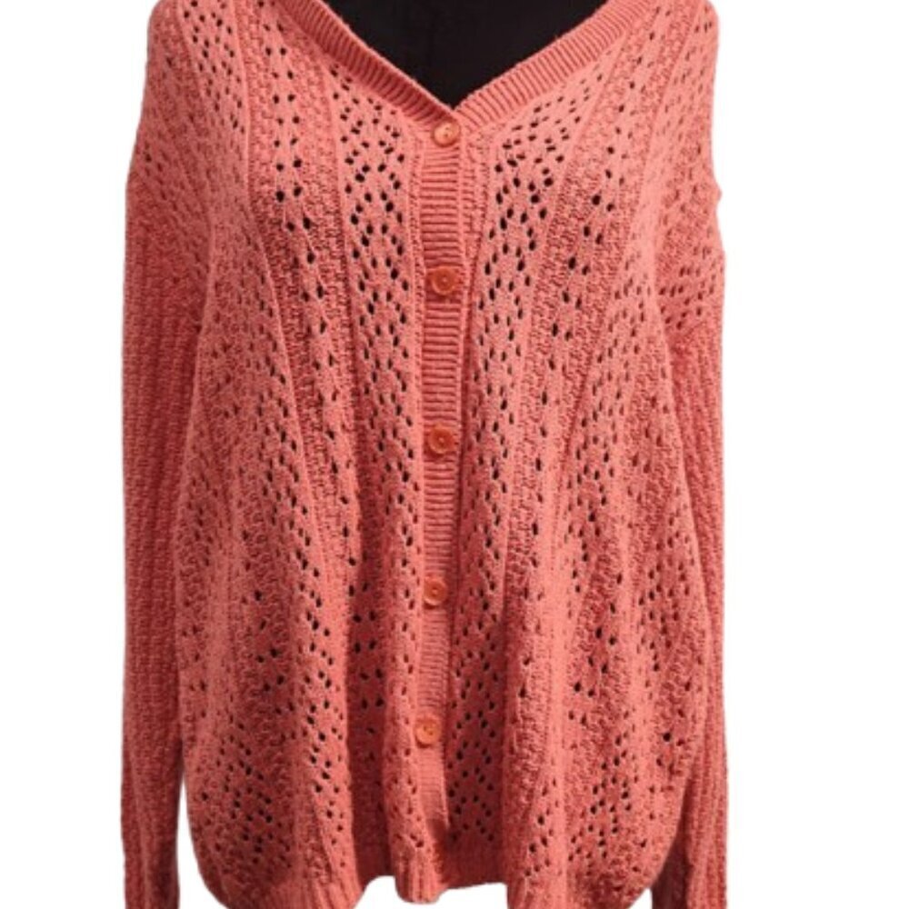 Vintage Bobbie Brooks Button Down Cardigan Sweater Women's Extra Large Peach